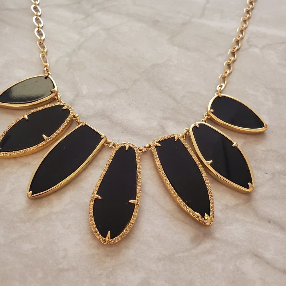 ✨ Stella and Dot Allegra Black Enamel Rhinestone Crystal Pave Statement ✨ - Picture 7 of 16